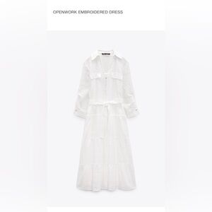 Zara NWT White Openwork Embroidered Eyelet Dress